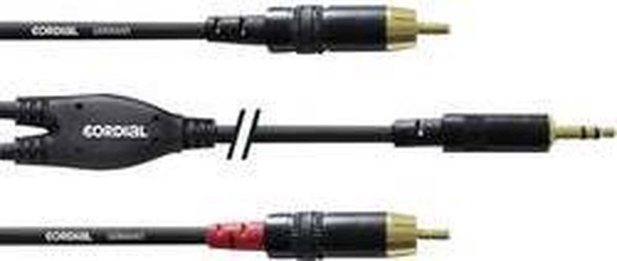 Cordial CFY0.9WCC Intro verloopkabel 3.5mm TRS jack - 2x RCA 0.9m zwart