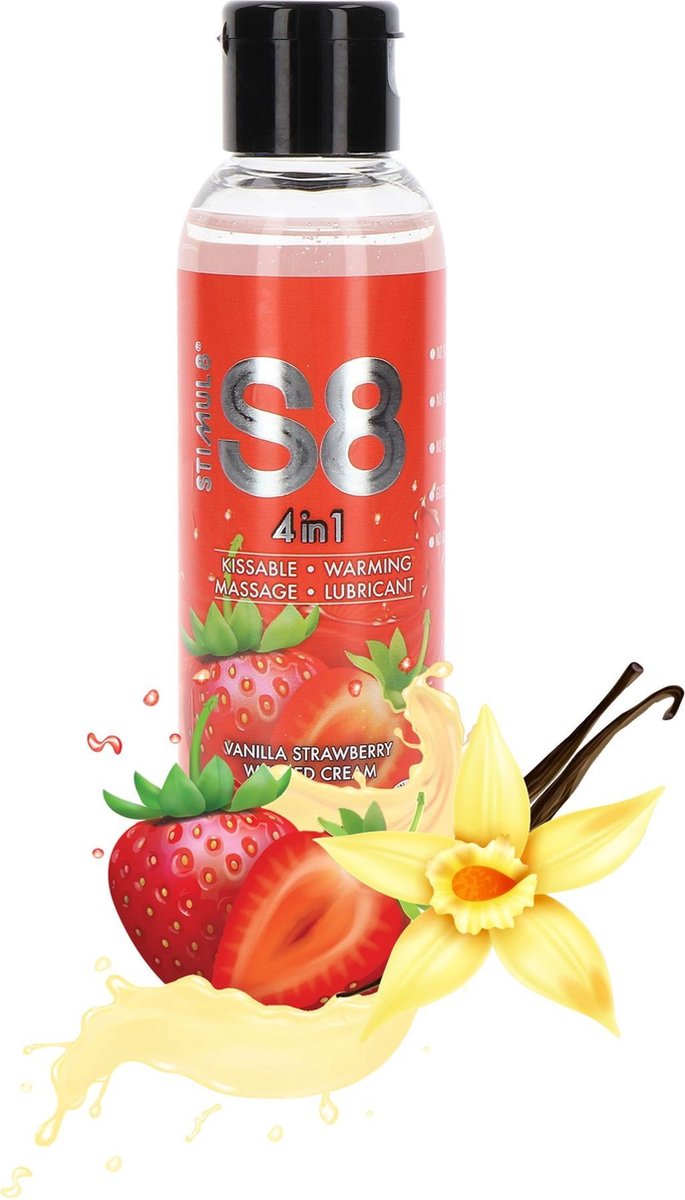 Stimul8 4-1 Glijmiddel-massage Aardbeiensmaak