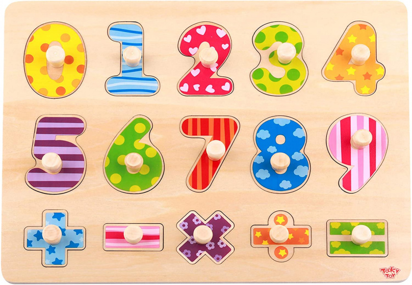 Tooky Toy vormenpuzzel cijfers junior 30 x 22,5 cm hout 15 stuks