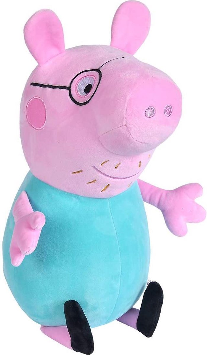 Simba knuffel Peppa Pig Papa junior 37 cm pluche/aqua - Roze