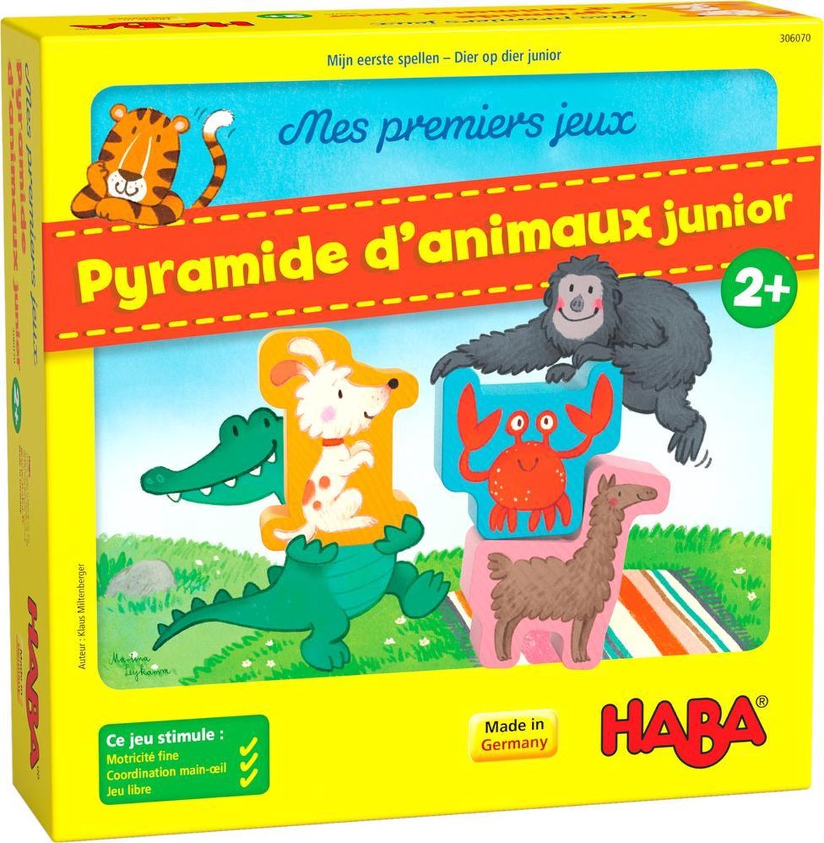 HABA bordspel Mijn eerste spellen - Dier op dier junior (FR) - Geel