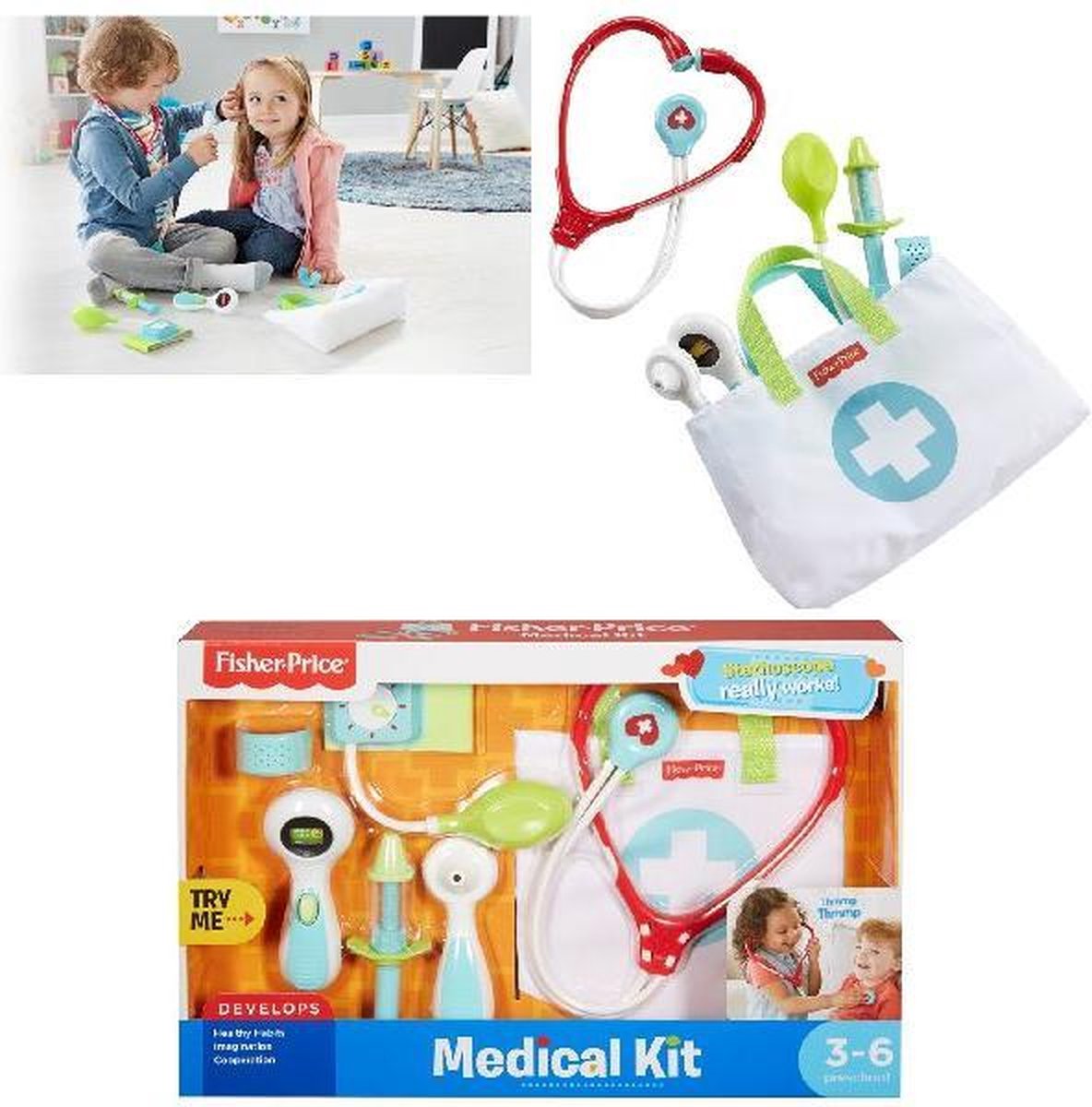 Fisher Price dokterstas 7 delig - Wit