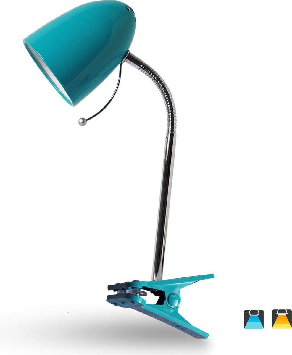 Aigostar Led Klemlamp - E27 - Turqoise- Excl. Lampje - Blauw