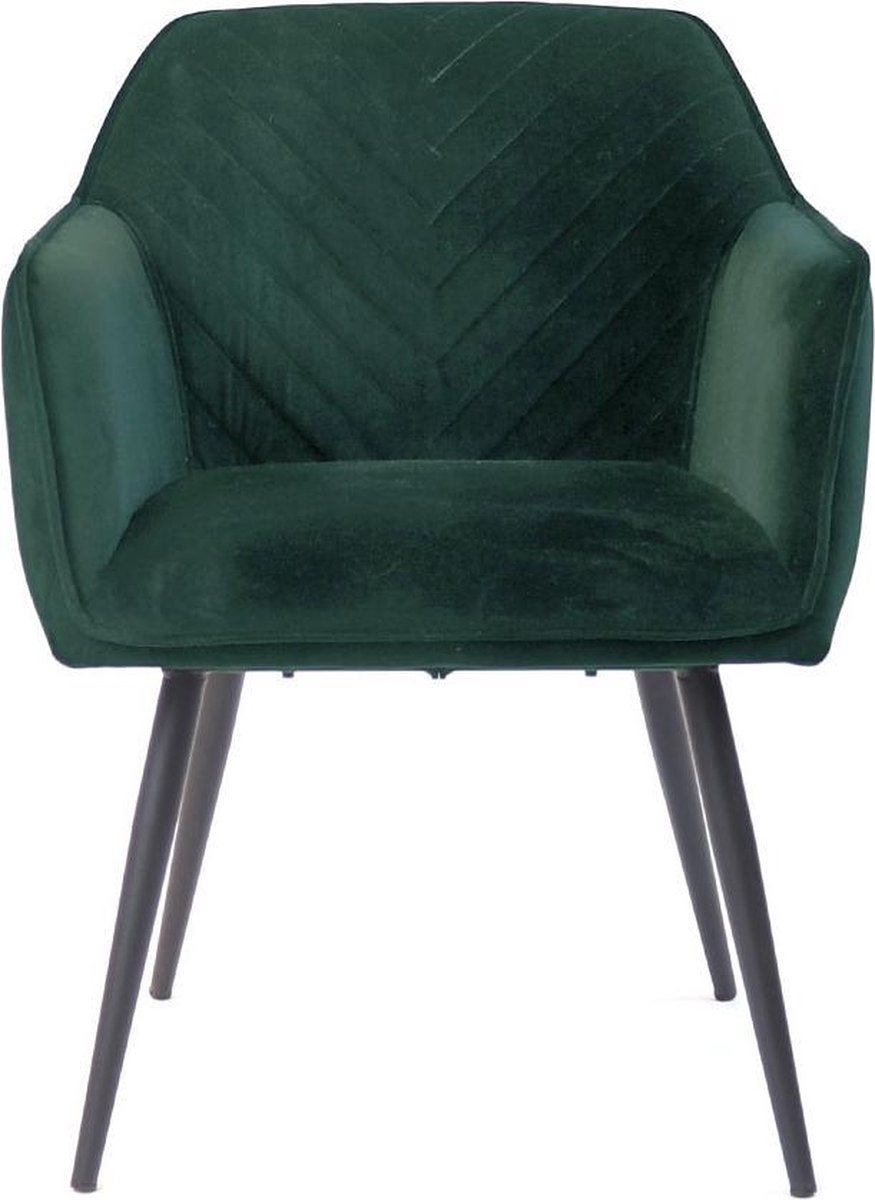 Bronx71 Velvet Eetkamerstoel Fiona Donker - Groen