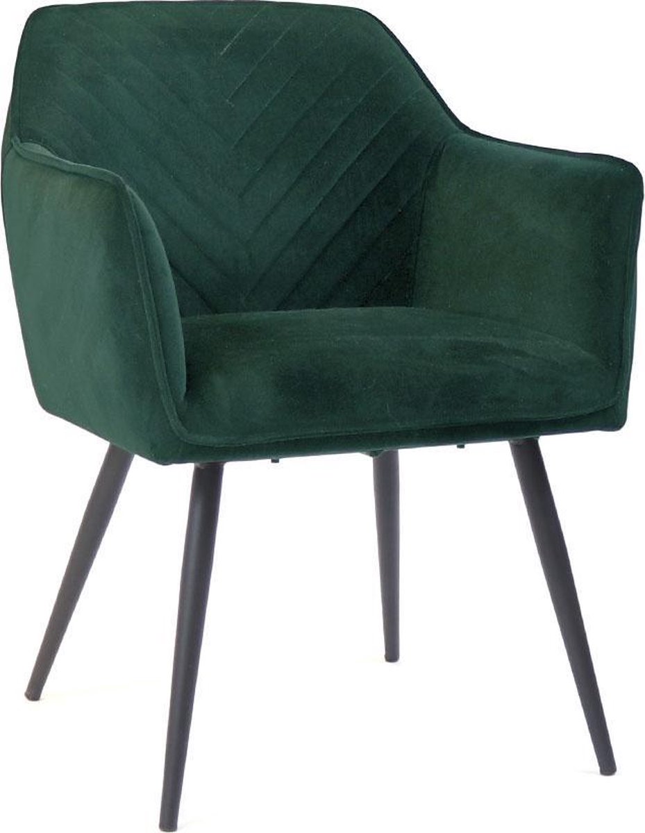 Bronx71 Velvet Eetkamerstoel Fiona Donker - Groen