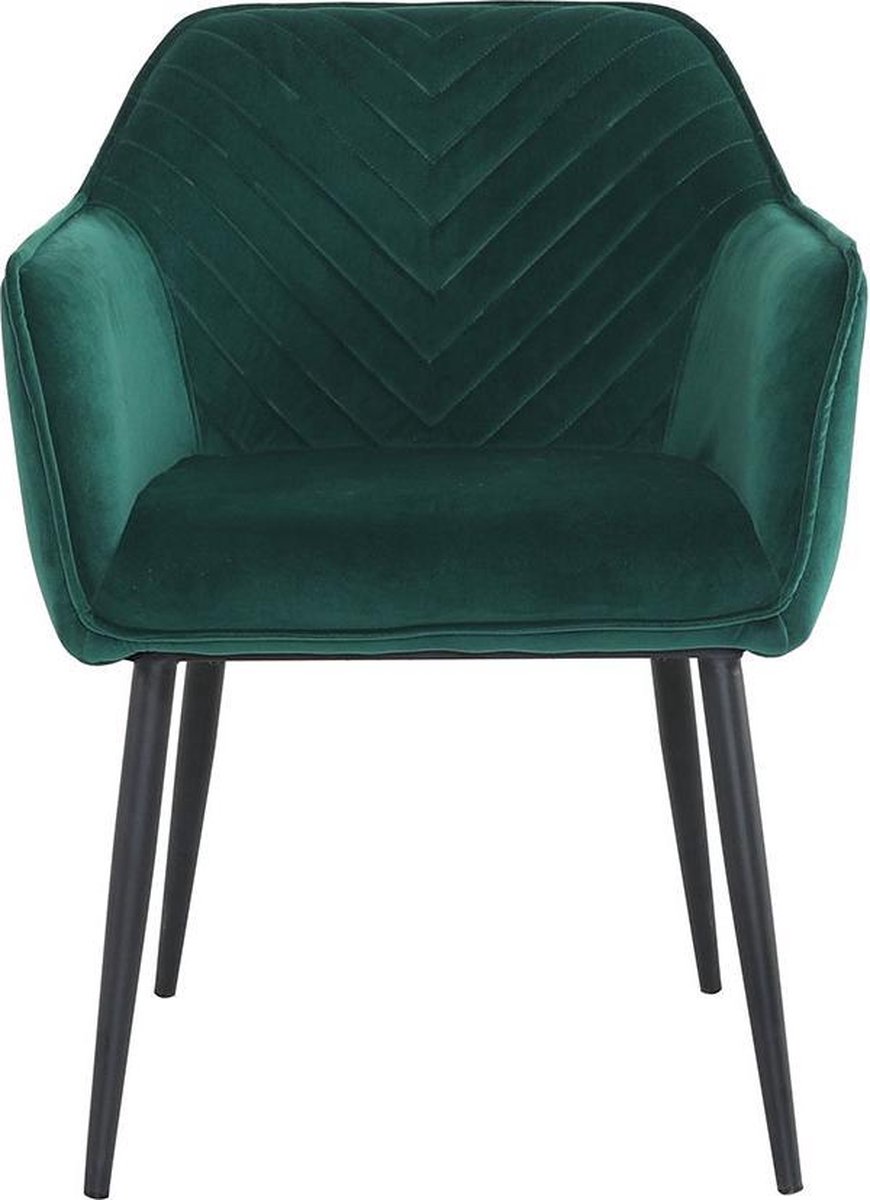 Bronx71 Velvet Eetkamerstoel Fiona Donker - Groen