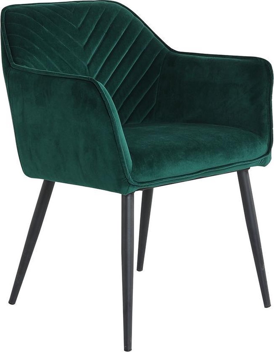 Bronx71 Velvet Eetkamerstoel Fiona Donker - Groen