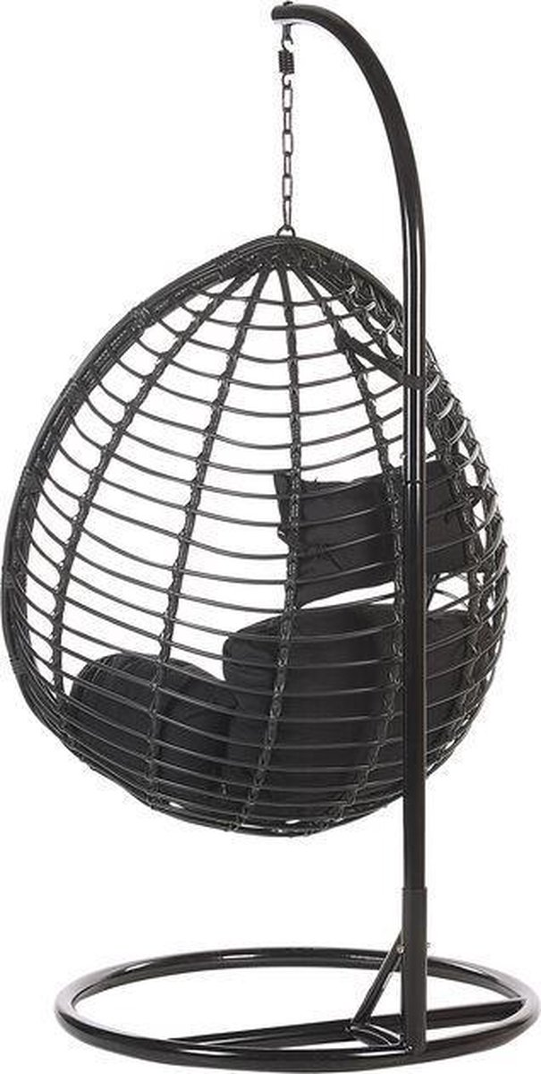 Beliani Tollo Hangstoel Met Standaard Pe Rotan 97 X 106 Cm - Zwart