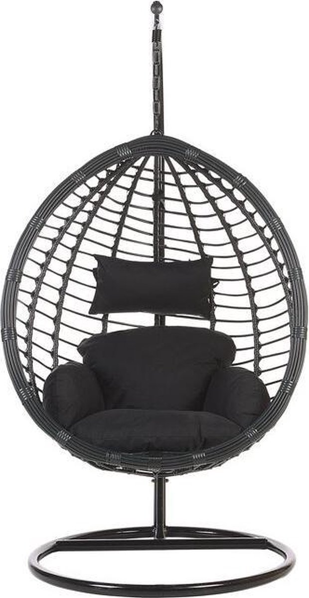Beliani Tollo Hangstoel Met Standaard Pe Rotan 97 X 106 Cm - Zwart