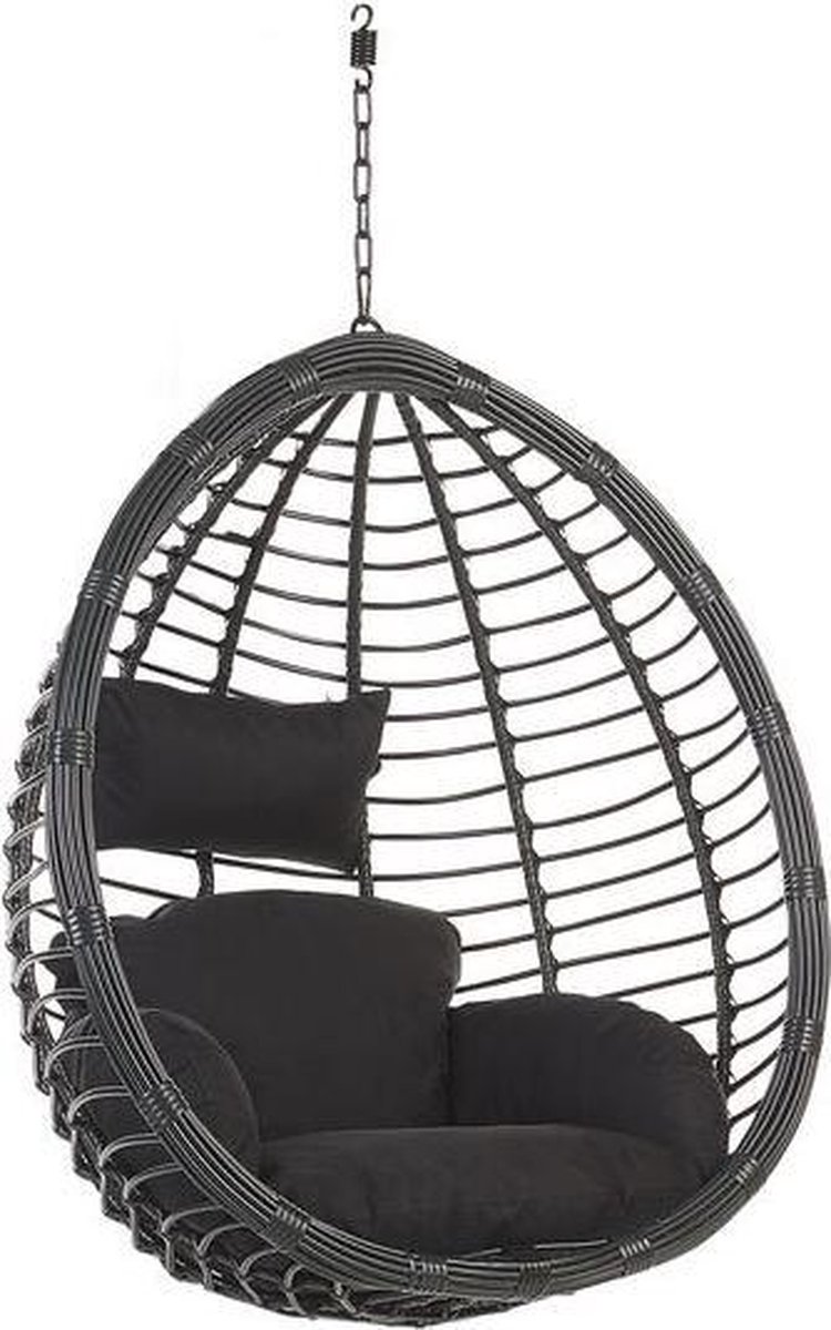 Beliani Tollo Hangstoel Met Standaard Pe Rotan 97 X 106 Cm - Zwart