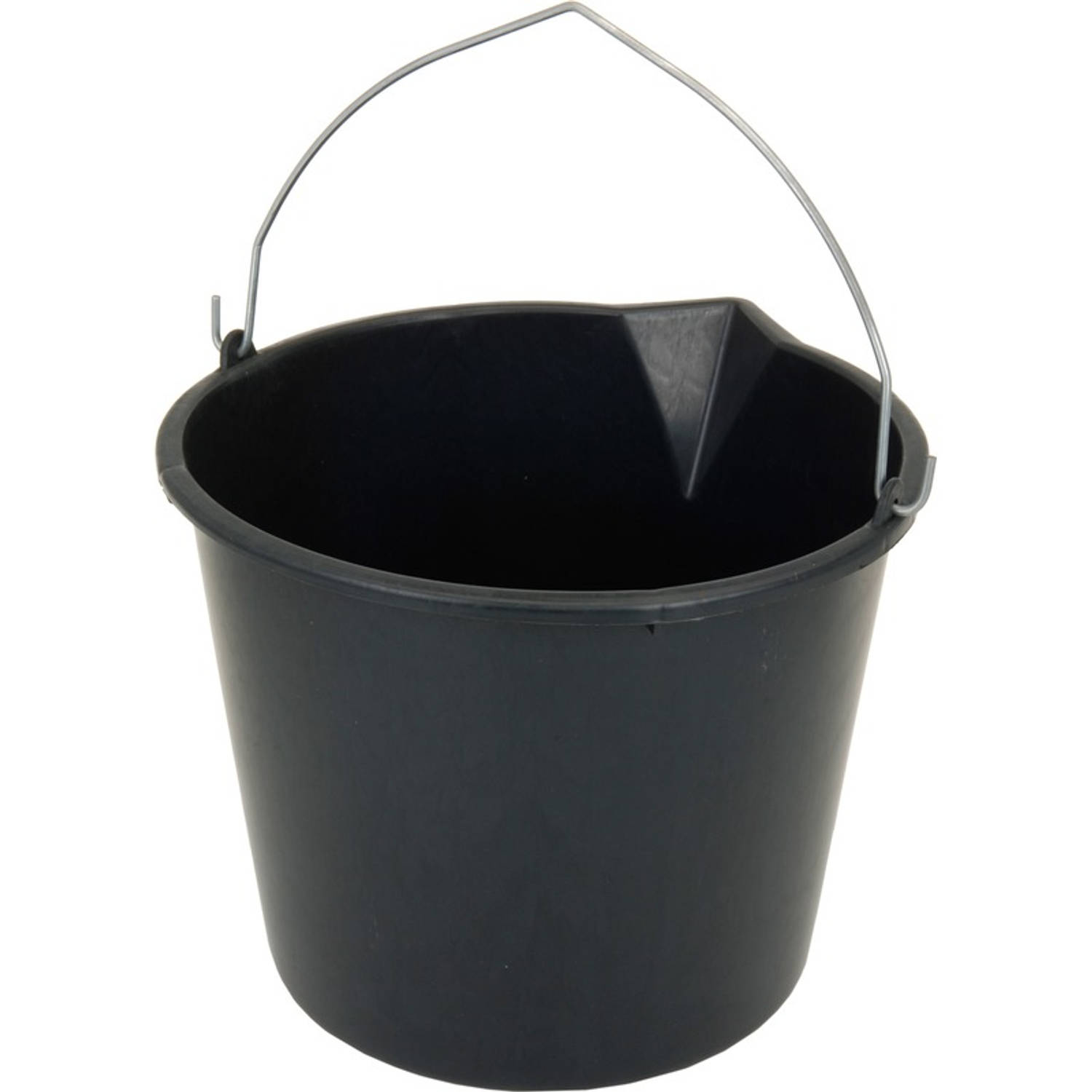 1x Stuks Stevigee Huishoud Emmers 16 Liter Met Tuit - Klusemmers/bouwemmers/schoonmaakemmers - Zwart