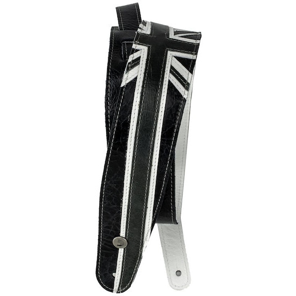 D'Addario 25PRL04 leren gitaarband Union Jack zwart/wit