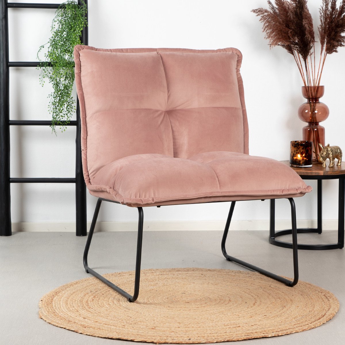 Bronx71 Velvet Fauteuil Malaga - Roze