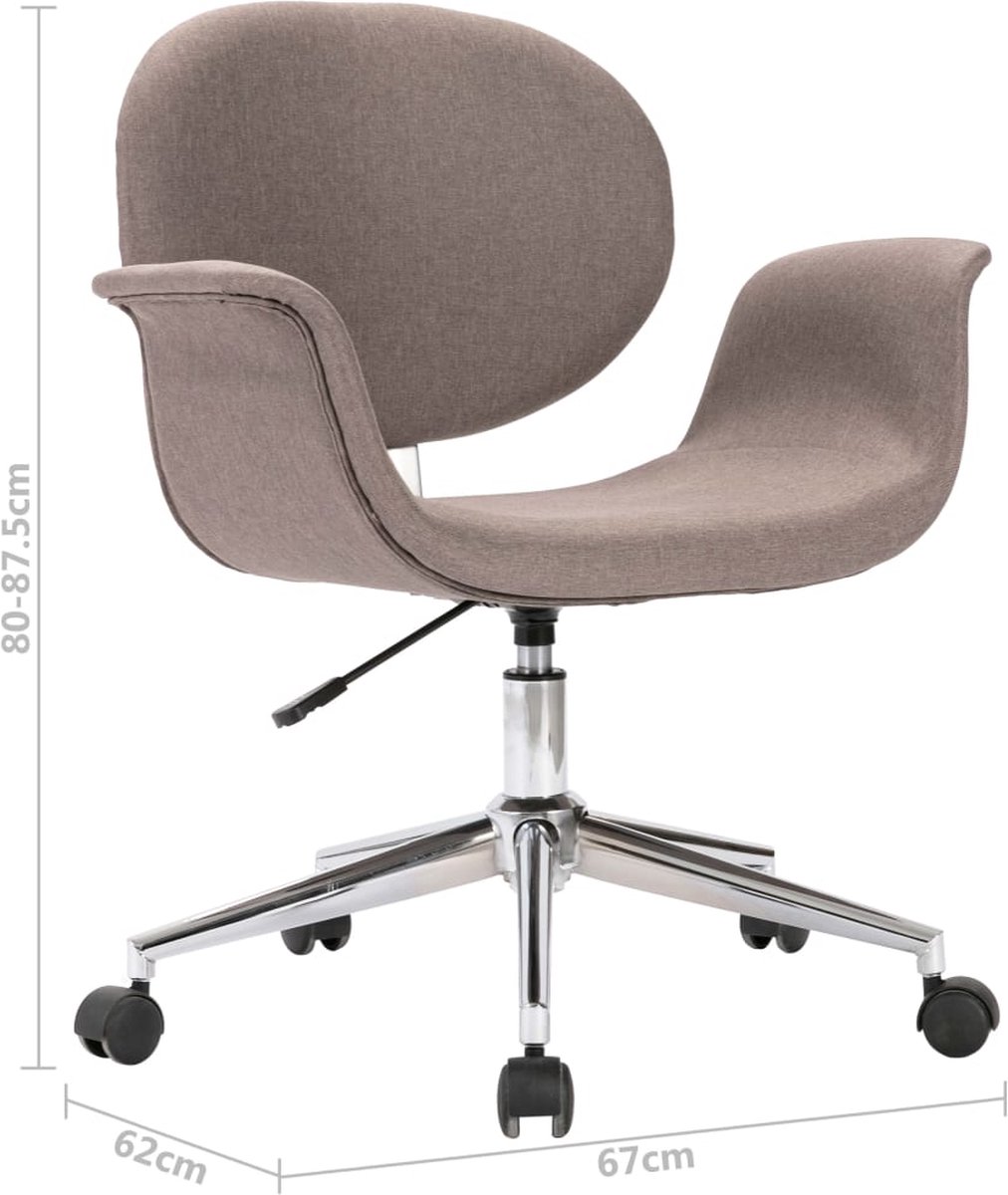 Vidaxl Kantoorstoel Draaibaar Stof Taupe - Bruin