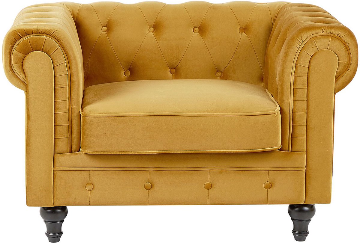 Beliani Chesterfield Fauteuil Fluweel 75 X 110 Cm - Amarillo