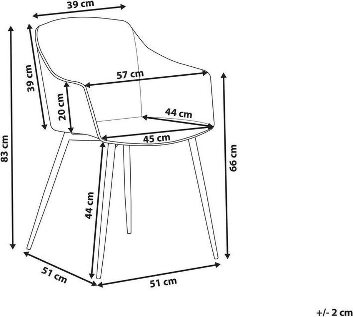 Beliani Fonda Eetkamerstoel Set Van 2 Synthetisch Materiaal 51 X 57 Cm - Zwart