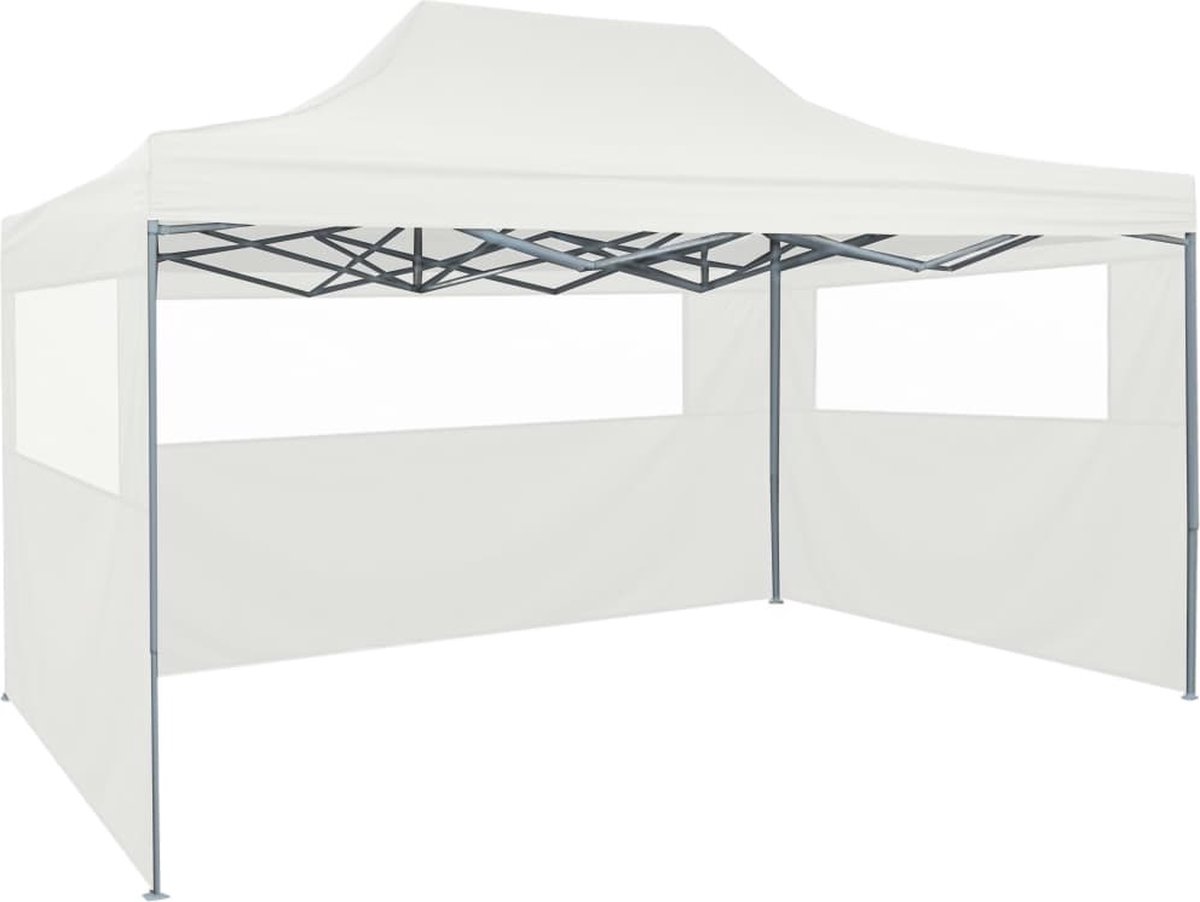 Vidaxl Partytent Met 4 Zijwanden Inklapbaar 3x4 M Staal - Blanco