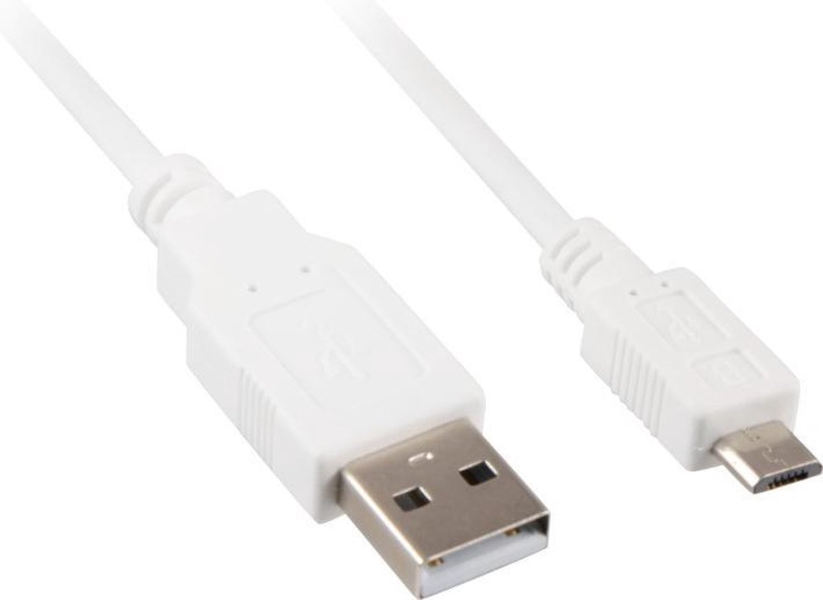 Sharkoon Usb 2.0 Kabel, Usb-a > Micro Usb-b - Wit