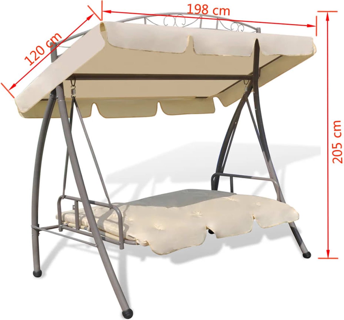 Vidaxl Schommelstoel Voor Buiten Met Luifel En Versiering Zand - Wit