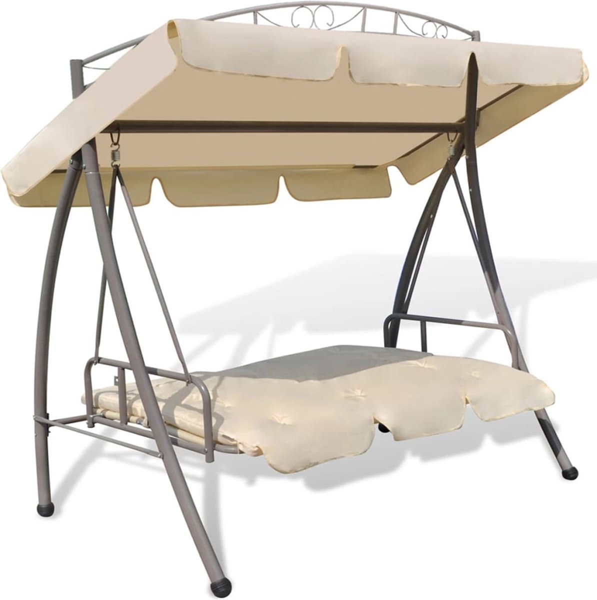 Vidaxl Schommelstoel Voor Buiten Met Luifel En Versiering Zand - Wit