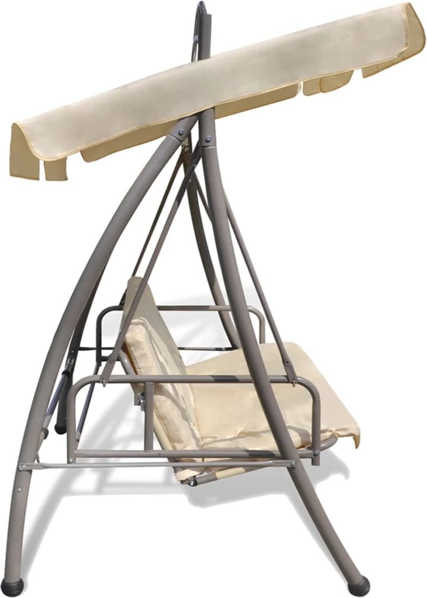 Vidaxl Schommelstoel Voor Buiten Met Luifel En Versiering Zand - Wit