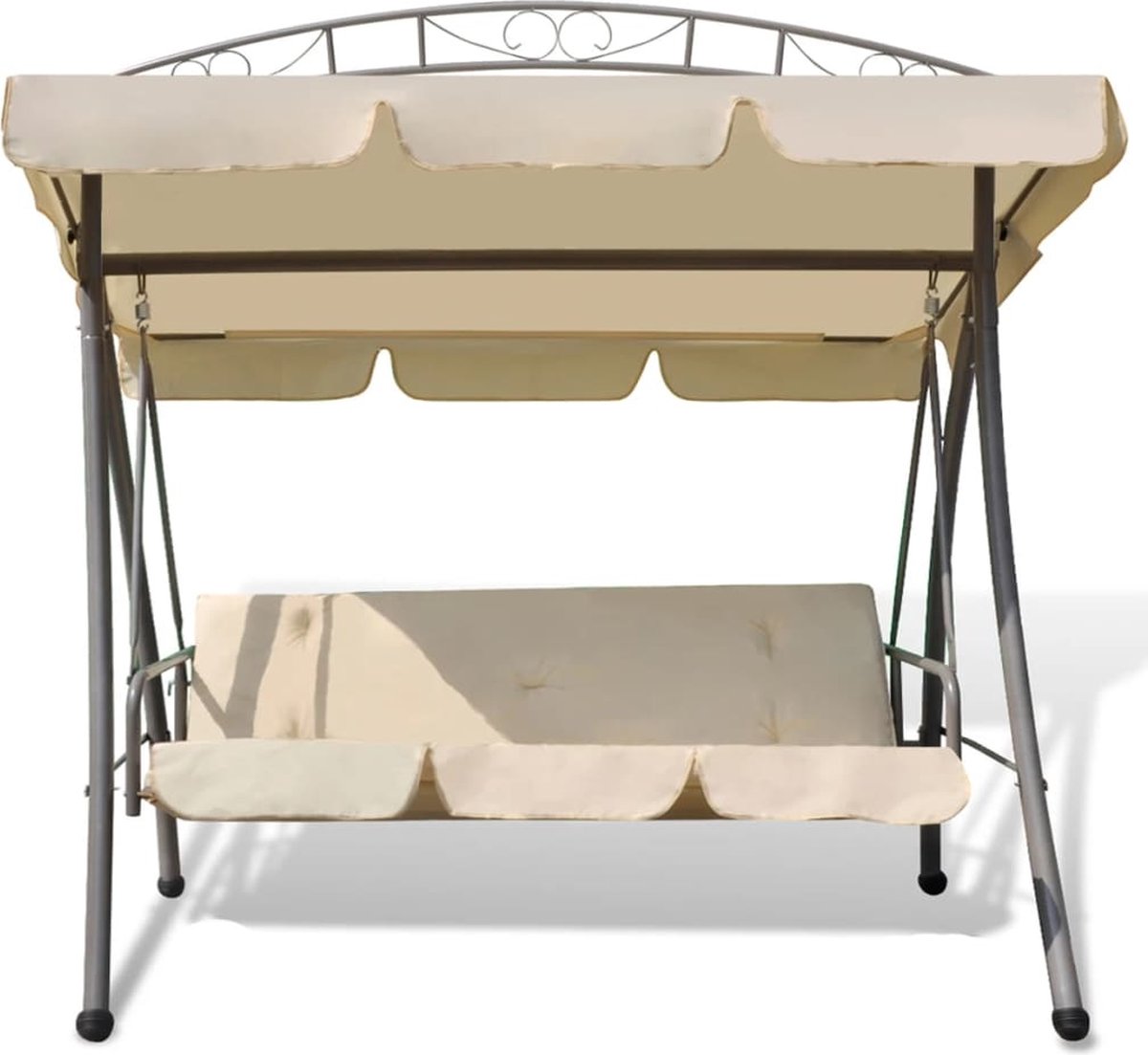 Vidaxl Schommelstoel Voor Buiten Met Luifel En Versiering Zand - Wit