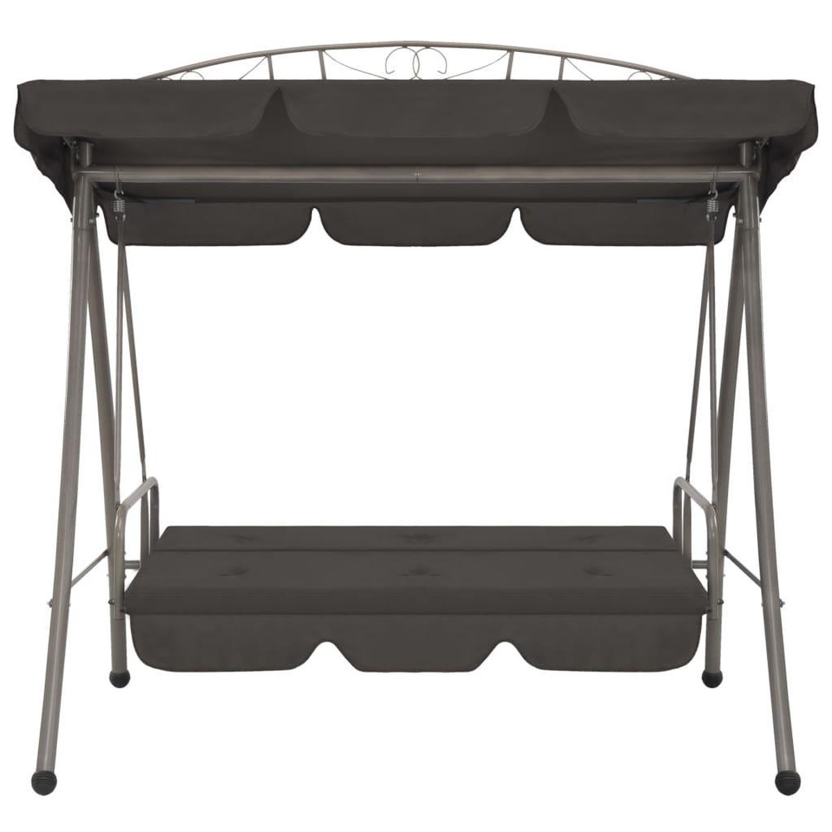 Vidaxl Tuinschommelstoel Met Luifel 198x120x205 Cm Staal Antraciet - Grijs
