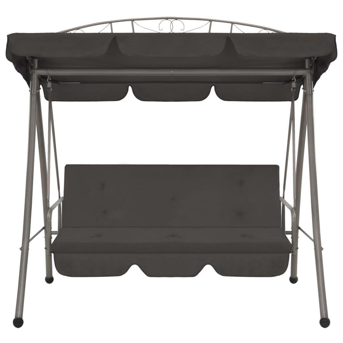 Vidaxl Tuinschommelstoel Met Luifel 198x120x205 Cm Staal Antraciet - Grijs