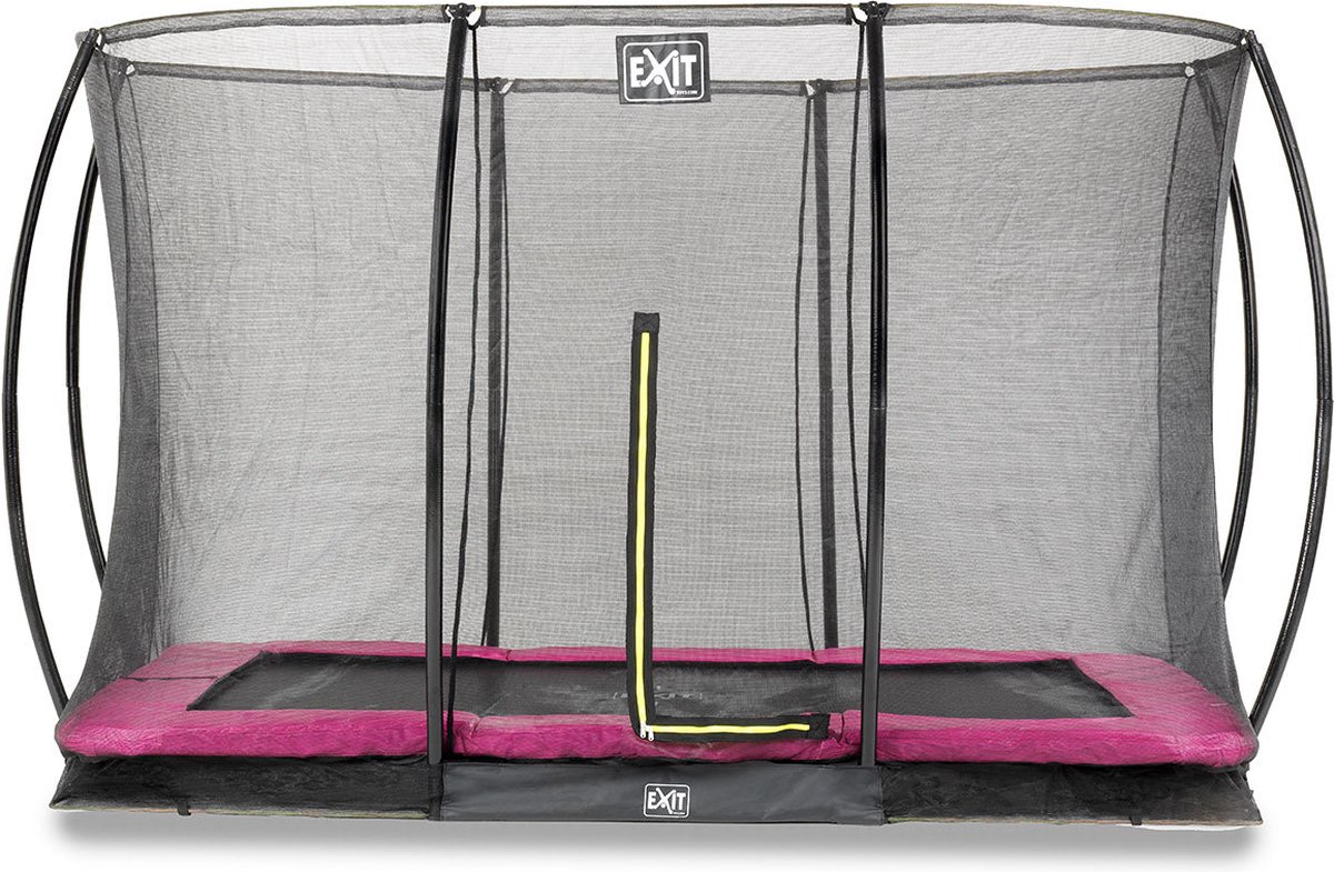 EXIT Toys Silhouette Verlaagde Trampoline Met Veiligheidsnet Rechthoekig - 214 X 305 Cm - - Roze