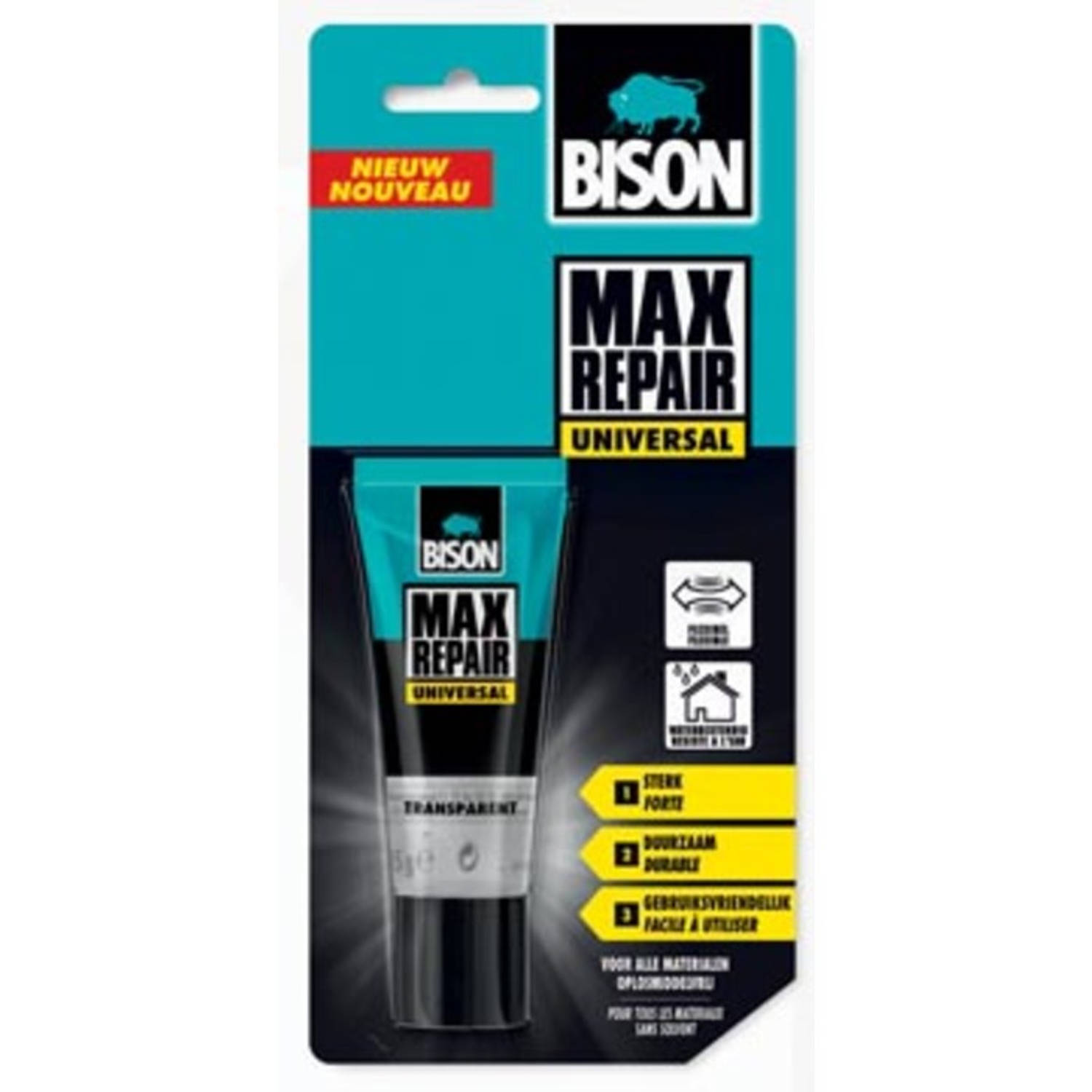 Bison Lijm Max Repair Universal, Blister Met Tube Van 45 G