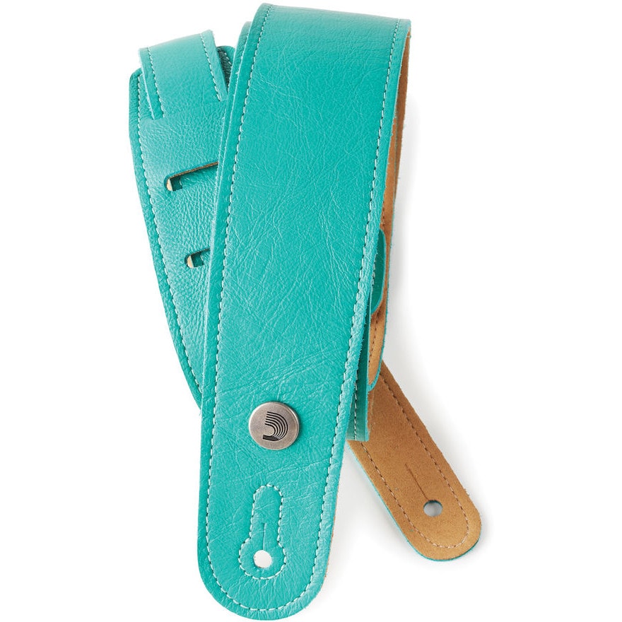 D'Addario 20GL04 leren gitaarband Slim Garment leather - Turquoise