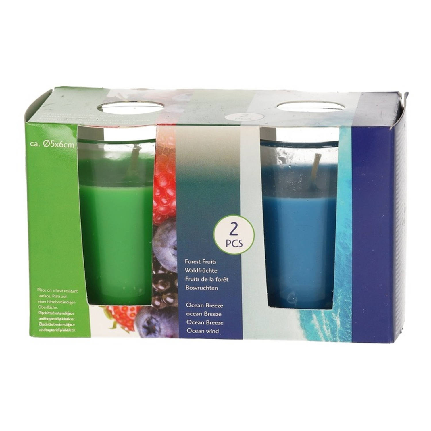 Geurkaarsen Set Forest Fruits En Ocean Breeze In Glas - Geurkaasen Geschenksets