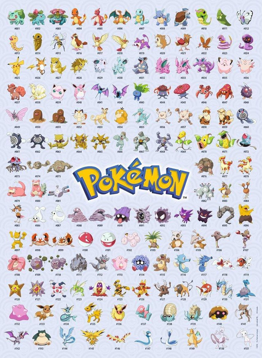 Ravensburger Puzzel Eerste Generatie Pokémon - 500 Stukjes