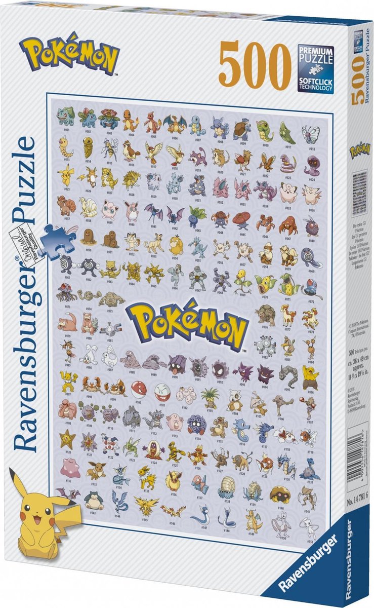 Ravensburger Puzzel Eerste Generatie Pokémon - 500 Stukjes