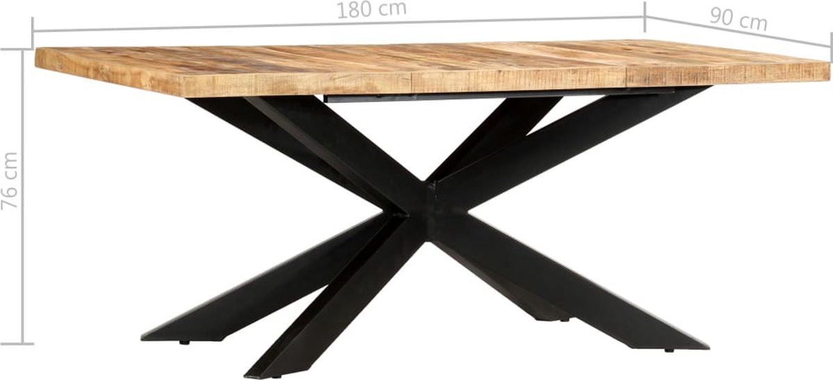Vidaxl Eettafel 180x90x76 Cm Massief Ruw Mangohout - Bruin