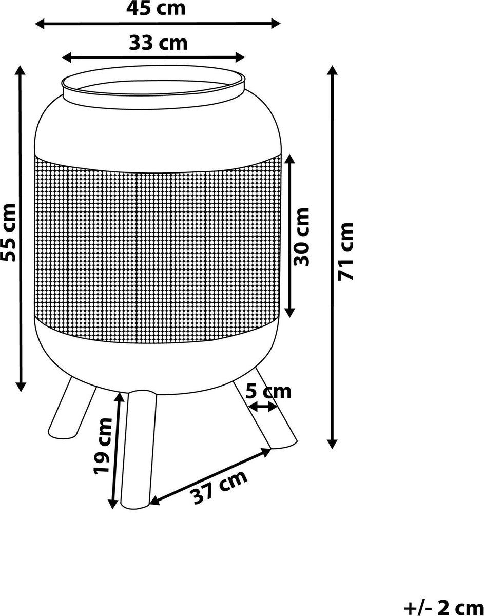 Beliani Veer Vuurkorf Staal 45 X 45 Cm - Zwart