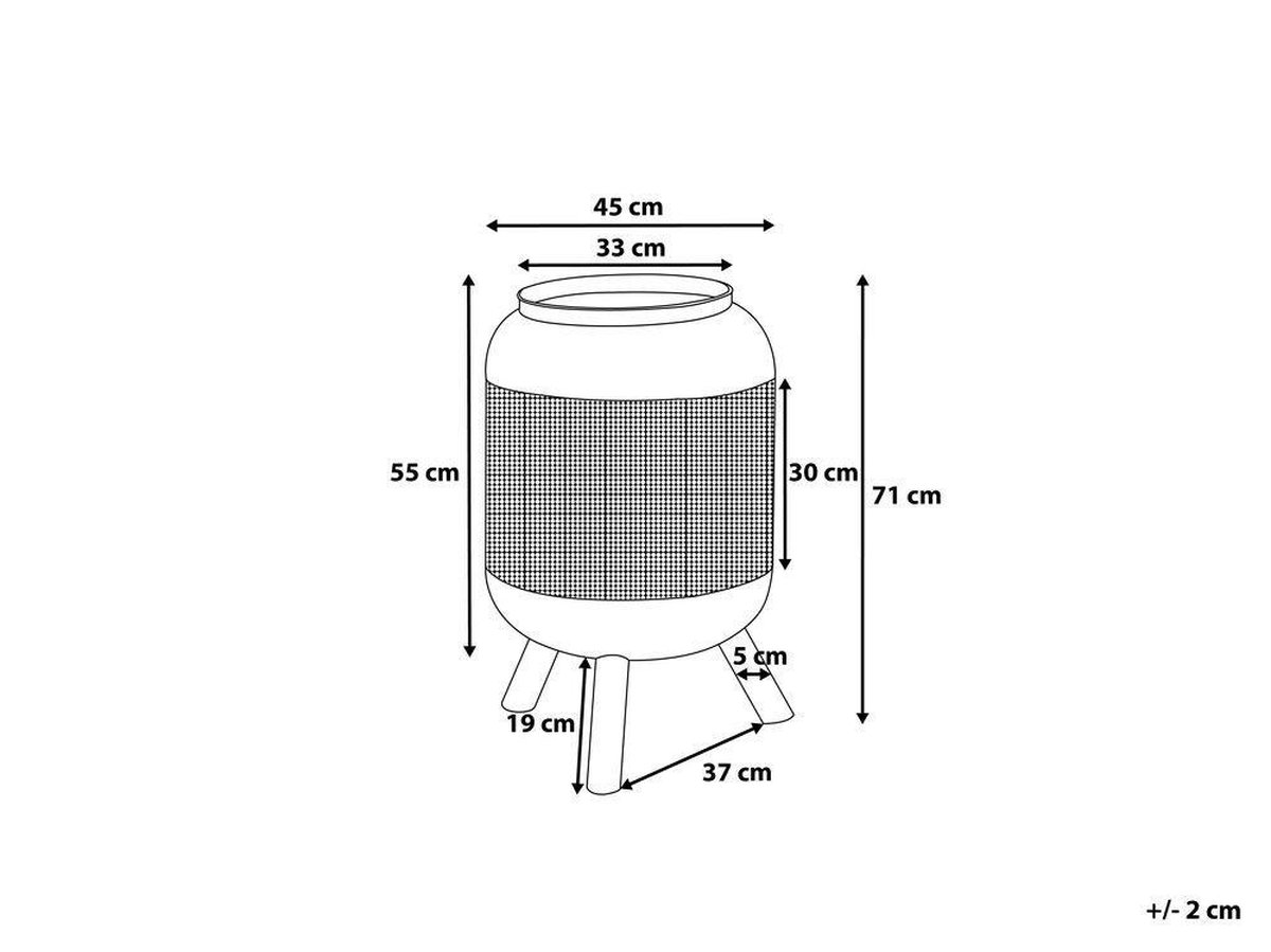 Beliani Veer Vuurkorf Staal 45 X 45 Cm - Zwart