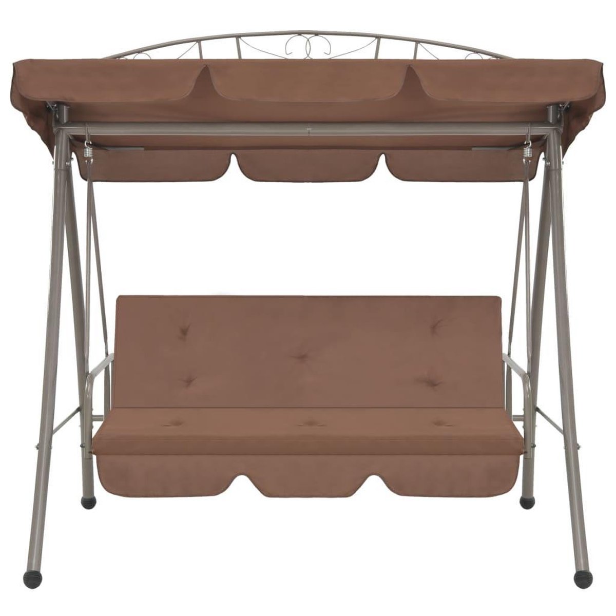 Vidaxl Schommelstoel Voor Buiten Met Luifel En Versiering Koffiekleur - Bruin
