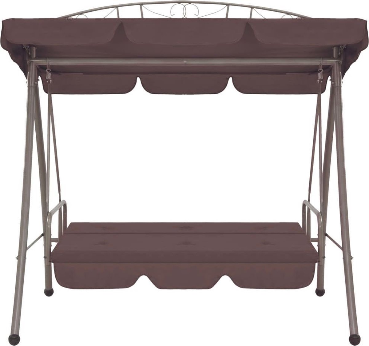 Vidaxl Schommelstoel Voor Buiten Met Luifel En Versiering Koffiekleur - Bruin