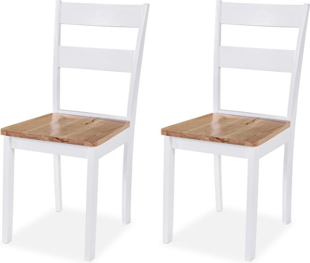 Vidaxl Eetkamerstoelen Rubberwood 2 St - Blanco