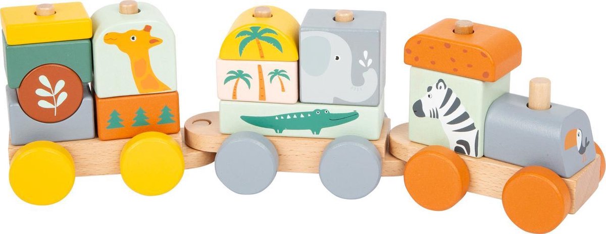 Small Foot trein safari junior 12 x 7 cm hout 16 delig