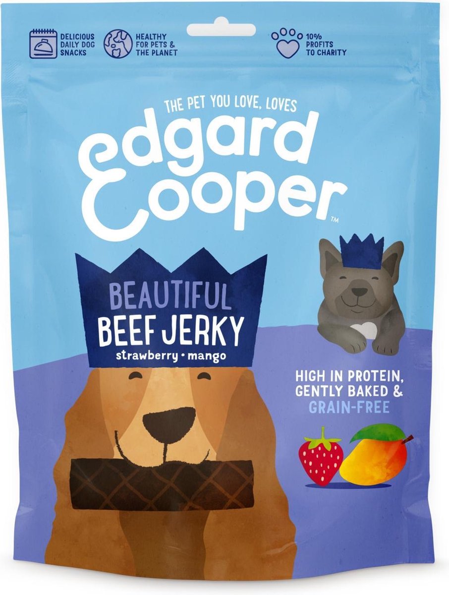 Edgard&Cooper Beef Jerky - Hondensnacks - Rund Aardbei Mango 150 g