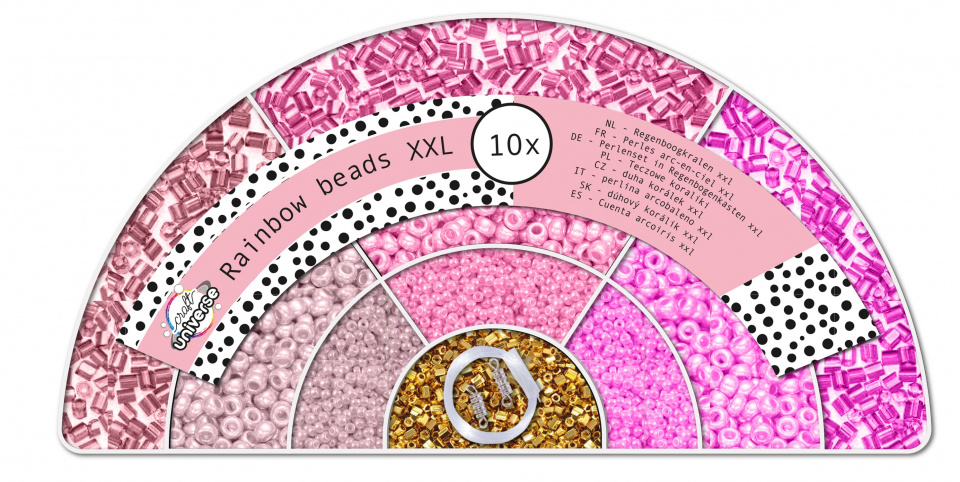 Craft Universe kralenset regenboog meisjes roze/paars/goud