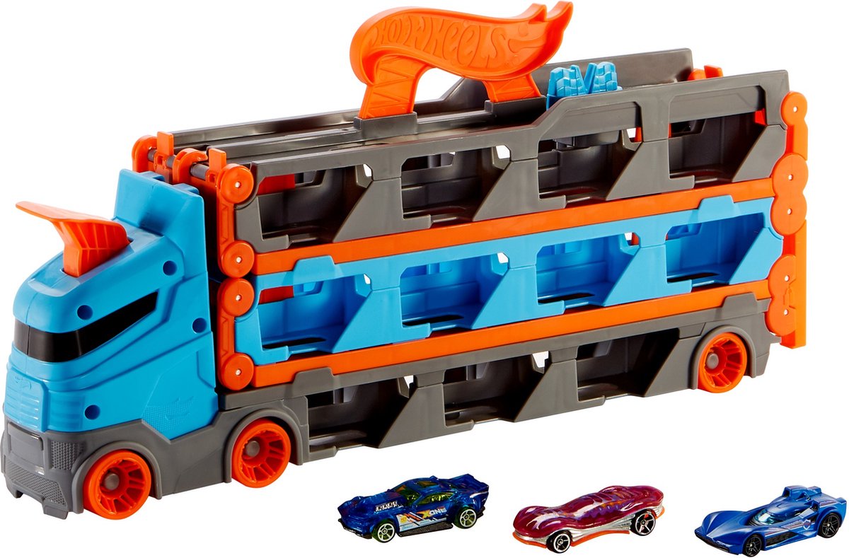 Mattel Hot Wheels transportwagen Speedway junior 1:64 blauw/rood