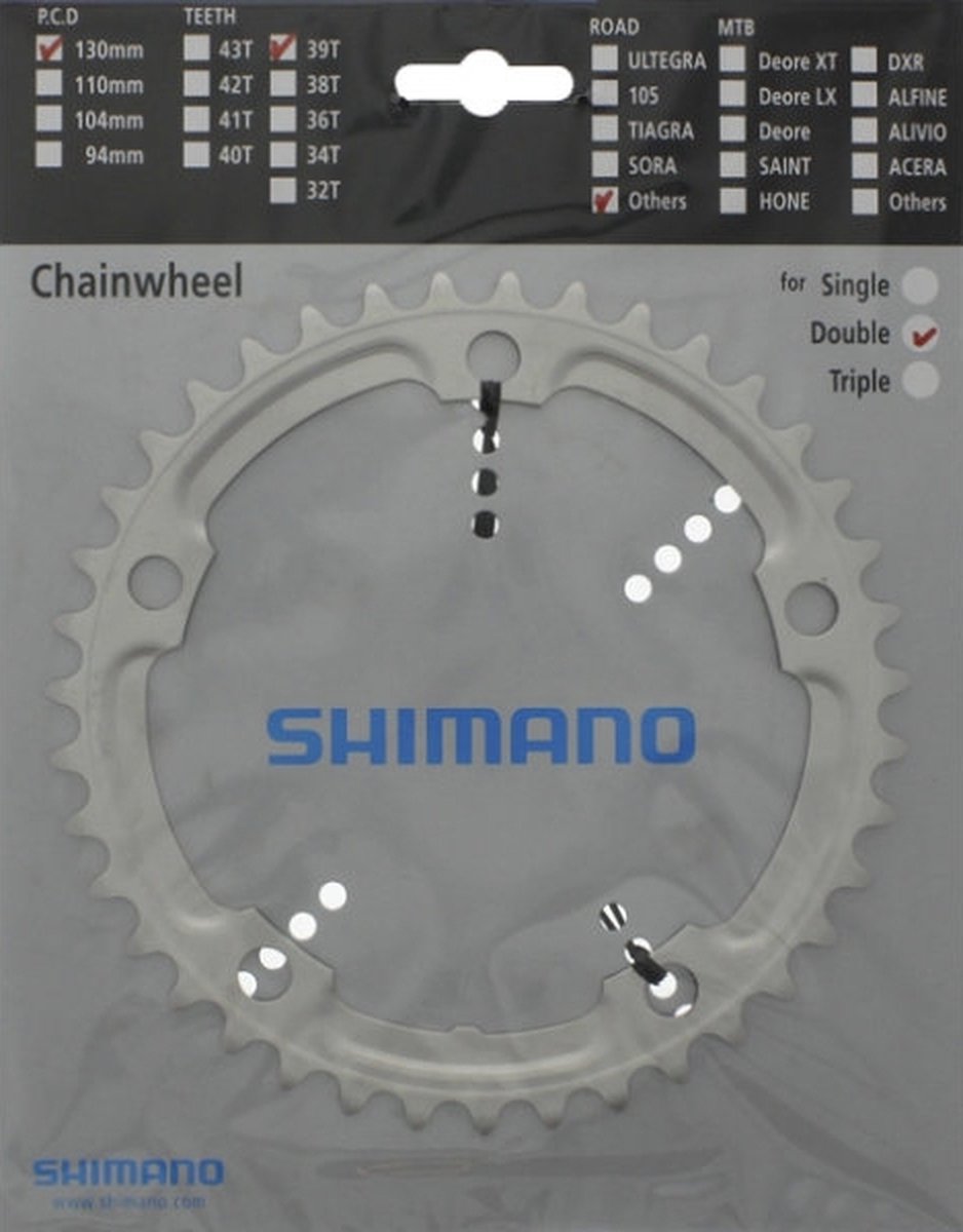 Shimano kettingblad Tiagra FC 4600 39T 10S 130 mm zilver