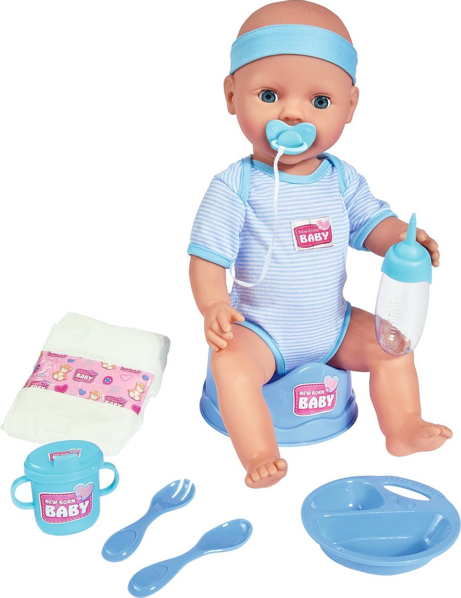 Simba babypop It&apos;s a boy! junior 43 cm 8 delig - Blauw