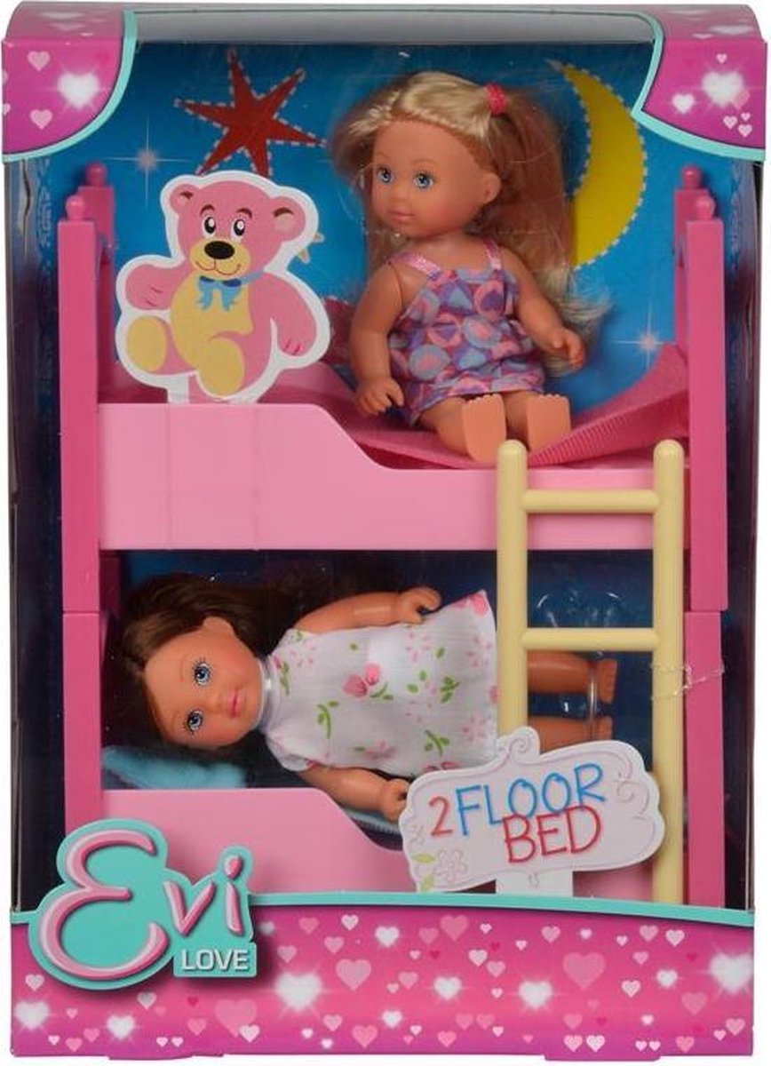 Simba speelset Evi Love Stapelbed 12 cm 3 delig - Roze