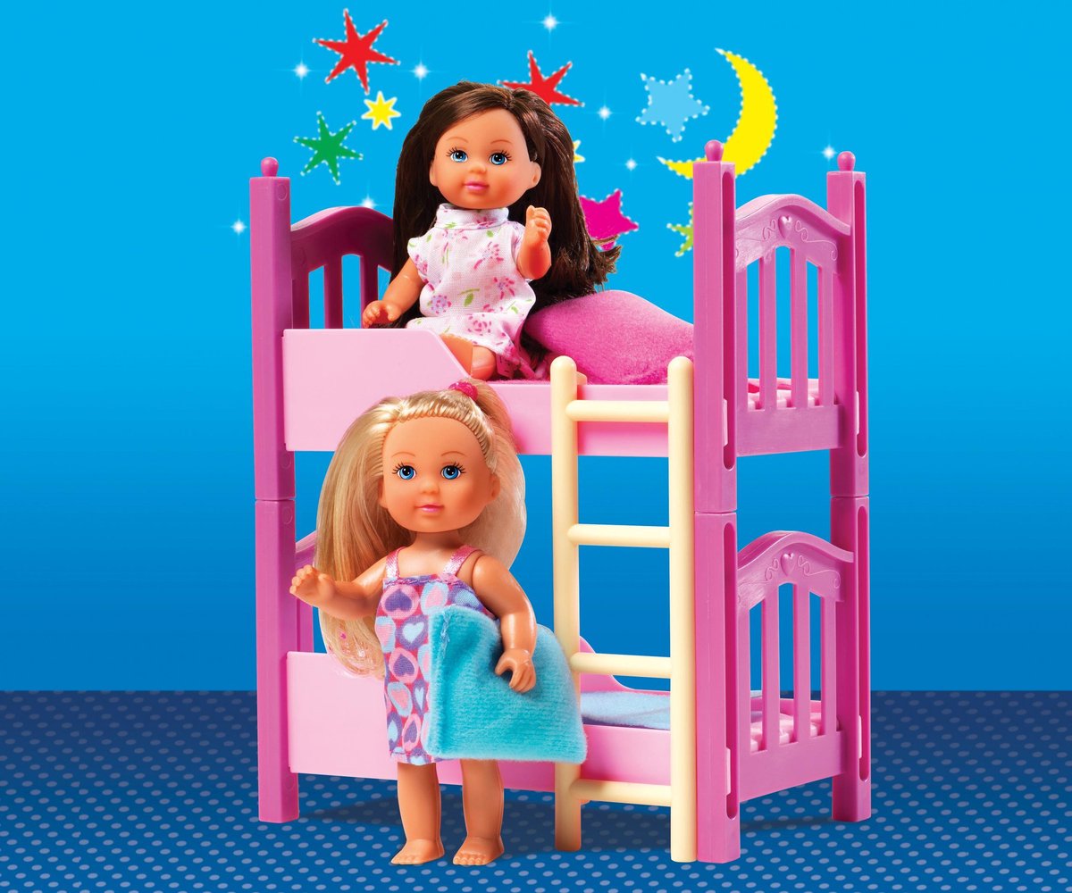 Simba speelset Evi Love Stapelbed 12 cm 3 delig - Roze