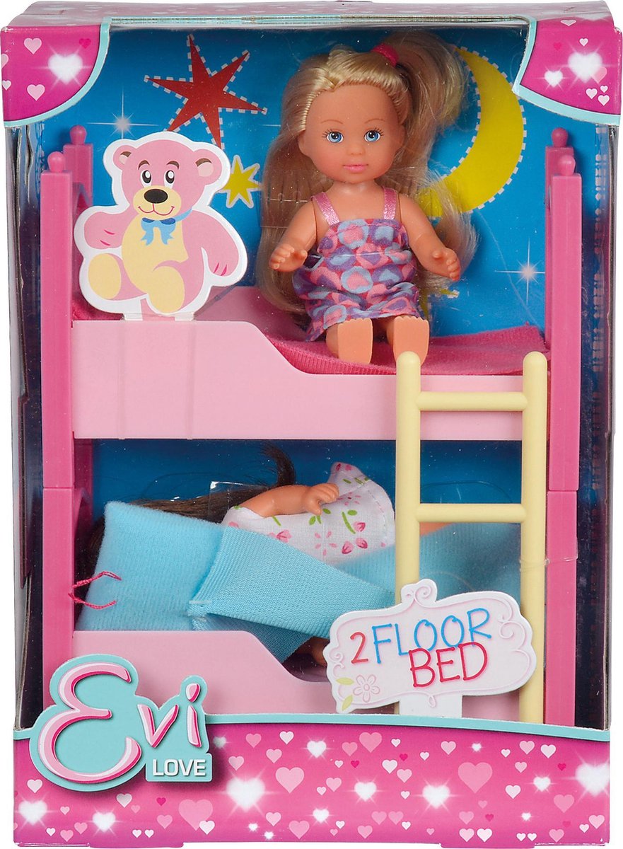 Simba speelset Evi Love Stapelbed 12 cm 3 delig - Roze