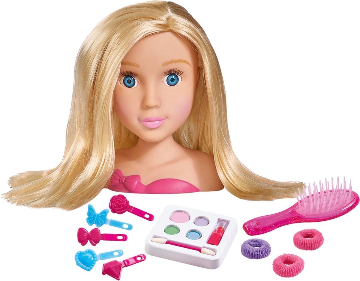 Simba kaphoofd My Girl 18 cm blond haar 11 delig - Roze